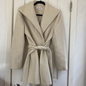 Calvin Klein Cream Wool Coat | Size 6